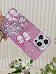 1 ốp lưng điện thoại in hình bướm, phiên bản quốc tế, không phải phiên bản nội địa. - Hồng - Xem 6