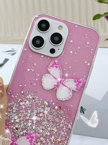 1 ốp lưng điện thoại in hình bướm, phiên bản quốc tế, không phải phiên bản nội địa. - Hồng - Xem 5