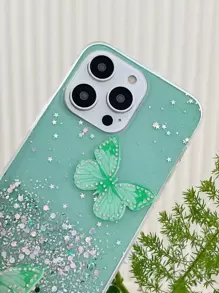 1个蝴蝶图案手机壳，国际版，非国内版 - 綠色 - 查看 4