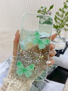 1个蝴蝶图案手机壳，国际版，非国内版 - 綠色 - 查看 3