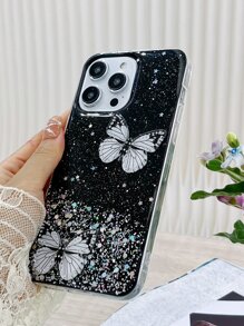 1 pieza Funda de teléfono con diseño de mariposa, versión internacional, no la versión nacional - Negro - Ver 7