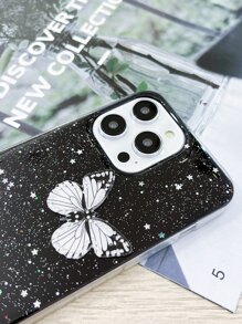 1 pieza Funda de teléfono con diseño de mariposa, versión internacional, no la versión nacional - Negro - Ver 5