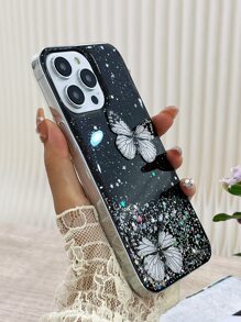 1 pieza Funda de teléfono con diseño de mariposa, versión internacional, no la versión nacional - Negro - Ver 3