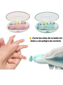 lima de uñas para bebe eléctrica portátil con luz led 6 en 1 - Azul - Ver 2
