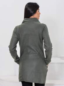 Women Overcoats - xanh quân đội - Xem 2