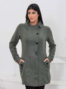 Women Overcoats - xanh quân đội - Xem 1