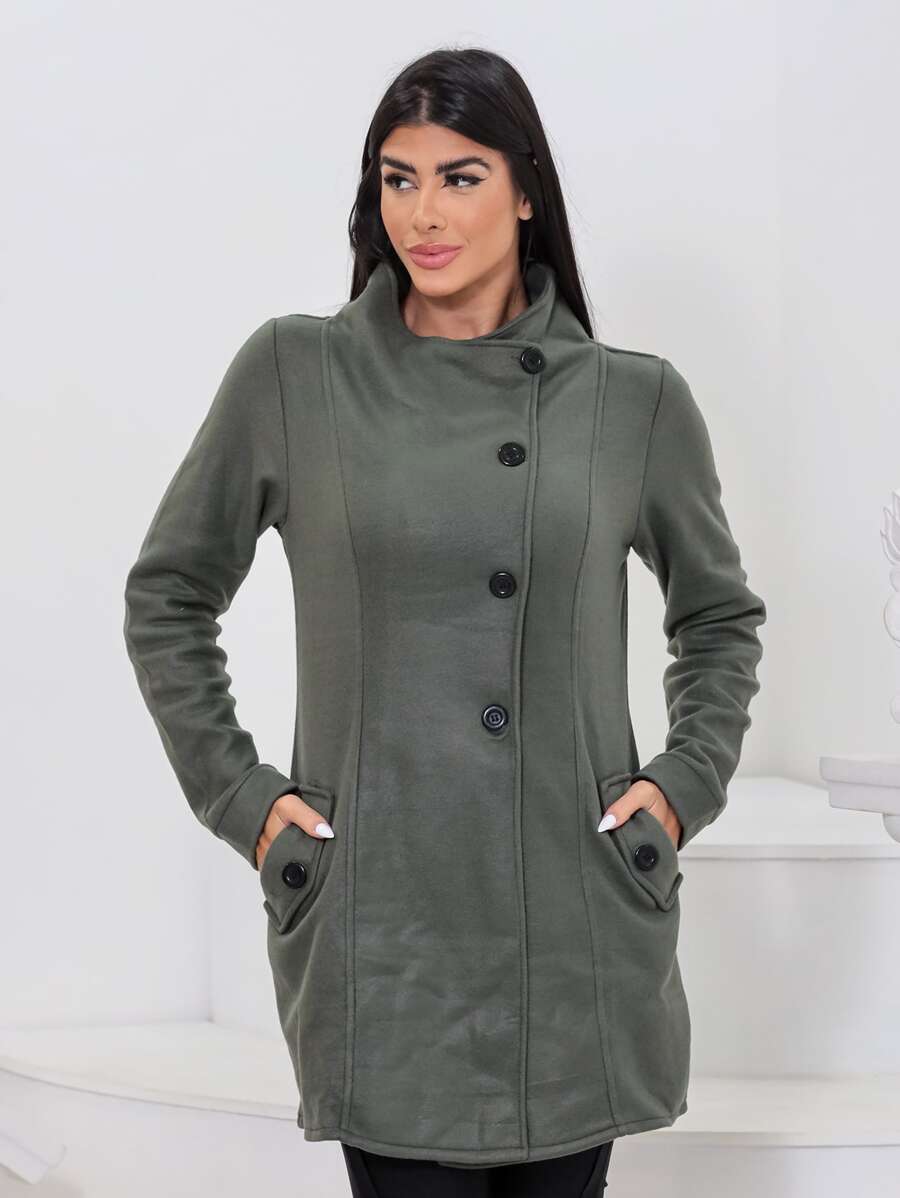 Women Overcoats - xanh quân đội - Xem 1