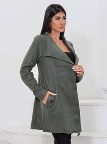 Women Overcoats - xanh quân đội - Xem 5