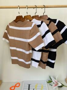 Women Knit Tops - 駝色 - 查看 3