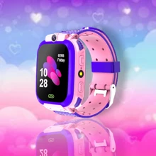 Q19 - Reloj inteligente impermeable para niños, rastreador GPS, pantalla táctil - Rosa - Ver 3