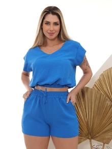 Women Two-piece Outfits - 寶藍色 - 查看 3