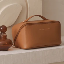 Túi đựng đồ du lịch, Túi đựng đồ trang điểm, Túi đựng mỹ phẩm, Túi đựng đồ đi nghỉ, Túi đựng đồ trang điểm dung tích lớn, Đựng son môi, Cọ, Chăm sóc da, Điện thoại di động, Tiền xu, Đồ dùng nhỏ, Dùng cho gia đình, Quà tặng, Kỳ nghỉ và Lễ hội Halloween Giáng sinh Đa chức năng - màu nâu - Xem 4