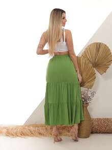 Women Skirts - 橄欖綠 - 查看 4