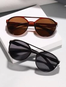 2 副男士圆形朋克风格时尚眼镜，适合旅行 - 彩色 - 查看 2