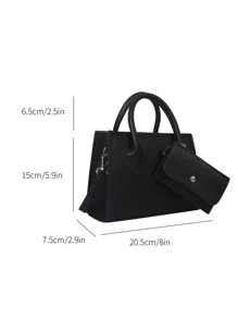 時尚純色手提包配袋,女士手袋附錢包