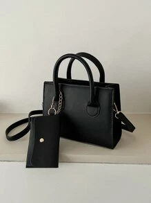時尚純色手提包配袋,女士手袋附錢包