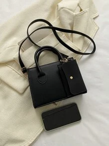 時尚純色手提包配袋,女士手袋附錢包