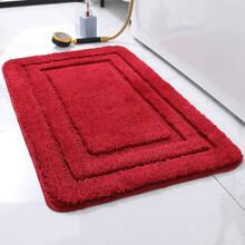 1入組酒紅色速乾吸水浴室地墊,軟厚細微纖維帶有中空設計,適用於臥室、客廳、廚房、浴缸和淋浴間入口