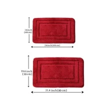 1入組酒紅色速乾吸水浴室地墊,軟厚細微纖維帶有中空設計,適用於臥室、客廳、廚房、浴缸和淋浴間入口