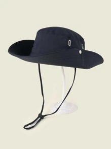 1 pieza Sombrero cubo impermeable con cordón, gorra de protección solar casual para exteriores - Azul Marino - Ver 2