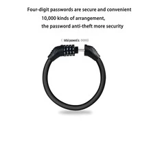 山地車鎖可攜式防盜電動車/摩托車密碼鎖自行車環鎖鋼絲環鎖騎行裝備 - 黑色 - 查看 9
