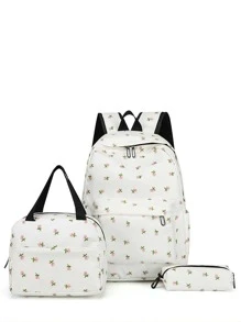 Bộ ba lô in họa tiết 3 trong 1 phong cách học sinh thường ngày, bao gồm ba lô, túi đựng cơm trưa, túi đeo chéo và hộp bút, có ngăn đựng laptop, một quai đeo vai và nhiều ngăn nhỏ, ba lô đa chức năng dung tích lớn phù hợp cho nữ/bé gái/thanh thiếu niên/sinh viên đại học/sinh viên tốt nghiệp sử dụng hàng ngày/kỳ nghỉ/du lịch/đi học. - Nhiều màu - Xem 2