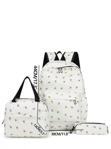 Bộ ba lô in họa tiết 3 trong 1 phong cách học sinh thường ngày, bao gồm ba lô, túi đựng cơm trưa, túi đeo chéo và hộp bút, có ngăn đựng laptop, một quai đeo vai và nhiều ngăn nhỏ, ba lô đa chức năng dung tích lớn phù hợp cho nữ/bé gái/thanh thiếu niên/sinh viên đại học/sinh viên tốt nghiệp sử dụng hàng ngày/kỳ nghỉ/du lịch/đi học. - Nhiều màu - Xem 3