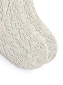 嬰兒透氣網布襪子帶蝴蝶結,淺褐色 - 米色 - 查看 4