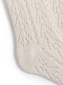 嬰兒透氣網布襪子帶蝴蝶結,淺褐色 - 米色 - 查看 3