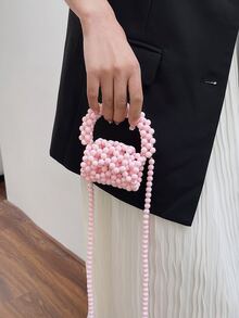 迷你串珠手提包 - 粉色 - 查看 7