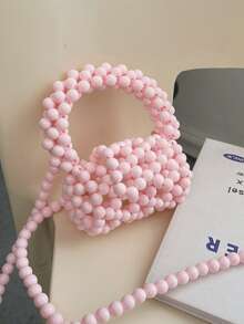 迷你串珠手提包 - 粉色 - 查看 2