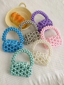 迷你串珠手提包 - 粉色 - 查看 9