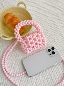 迷你串珠手提包 - 粉色 - 查看 5