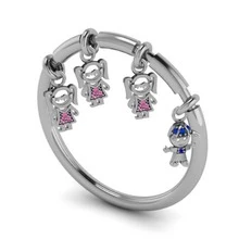 Anel Prata 925 Família Pingentes Crianças, filhos, sobrinhos ou netos - Escolha o  modelo com os Pingentes que Representam Sua Família