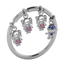 Anel Prata 925 Família Pingentes Crianças, filhos, sobrinhos ou netos - Escolha o  modelo com os Pingentes que Representam Sua Família