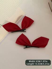 2 , Quý cô Nơ Kẹp tóc , Cô gái Phụ kiện tóc , Thích hợp Đối với Mỗi ngày - Đỏ - Xem 4