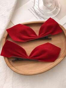 2 , Quý cô Nơ Kẹp tóc , Cô gái Phụ kiện tóc , Thích hợp Đối với Mỗi ngày - Đỏ - Xem 2