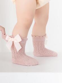 儿童短款蝴蝶结粉色袜子 - 藕粉色 - 查看 3