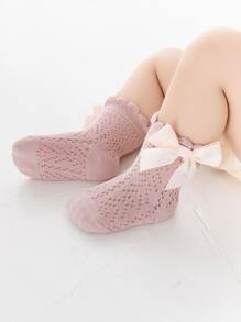 儿童短款蝴蝶结粉色袜子 - 藕粉色 - 查看 4