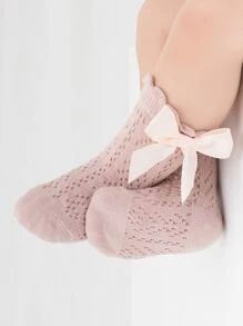 儿童短款蝴蝶结粉色袜子 - 藕粉色 - 查看 1
