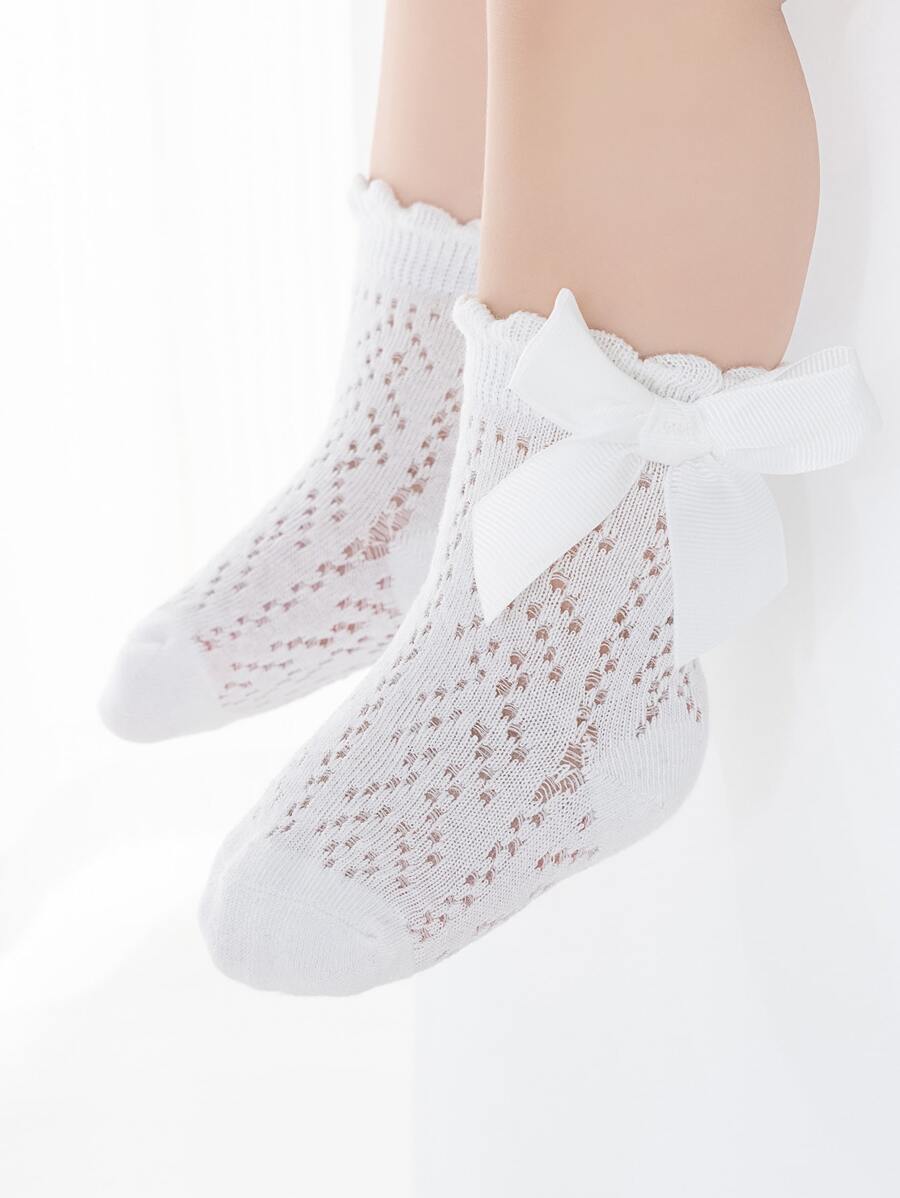 孩子們短蝴蝶圖案白色襪子 - 白色 - 查看 1