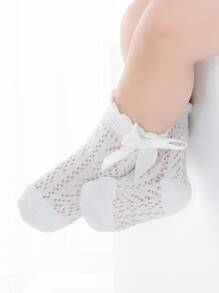 孩子們短蝴蝶圖案白色襪子 - 白色 - 查看 2