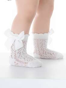 孩子們短蝴蝶圖案白色襪子 - 白色 - 查看 3