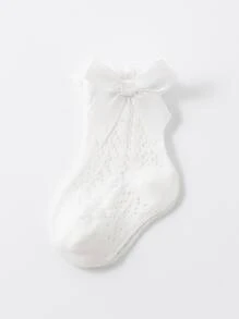 孩子們短蝴蝶圖案白色襪子 - 白色 - 查看 5