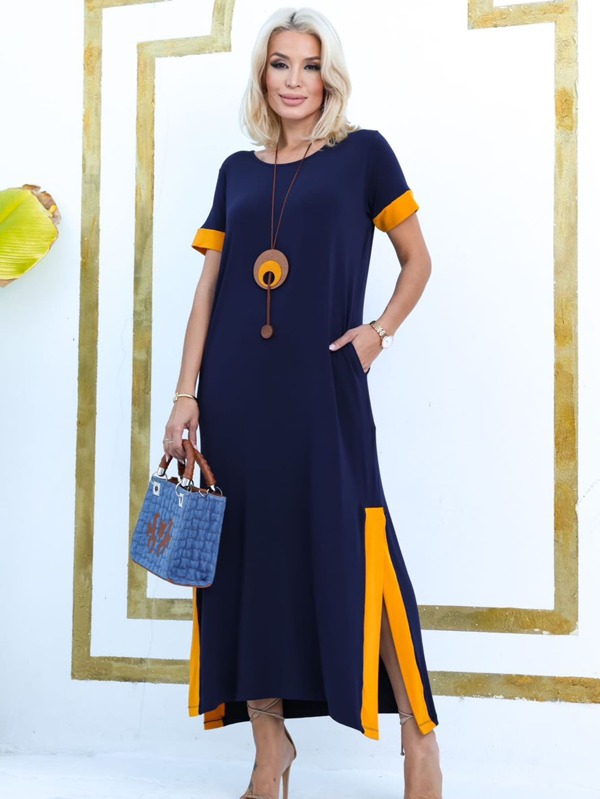 Vestido Faixa Lateral Feminino Com Fenda Maxi Saruel Alça Com Bolso Moda Feminina Verão Outono Inverno Veste do 38 ao 50