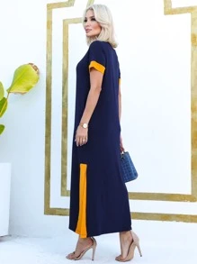 Vestido Faixa Lateral Feminino Com Fenda Maxi Saruel Alça Com Bolso Moda Feminina Verão Outono Inverno Veste do 38 ao 50