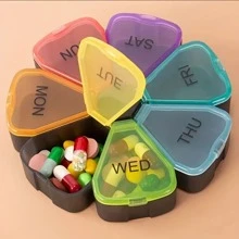 7隔室藥盒，維生素/魚油/藥物/補充劑大型藥物分配器 - 黑色 - 查看 1