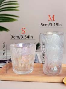 1pc Glacier Pattern Glass Cup, Suitable For Water, Tea, Coffee - Clear - View 5