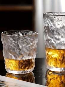 1pc Glacier Pattern Glass Cup, Suitable For Water, Tea, Coffee - Clear - View 2