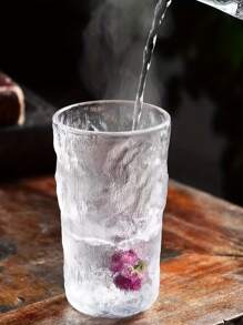 1pc Glacier Pattern Glass Cup, Suitable For Water, Tea, Coffee - Clear - View 4
